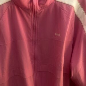 PINK Victoria's Secret Women's Bomber Jacket in Pink and White